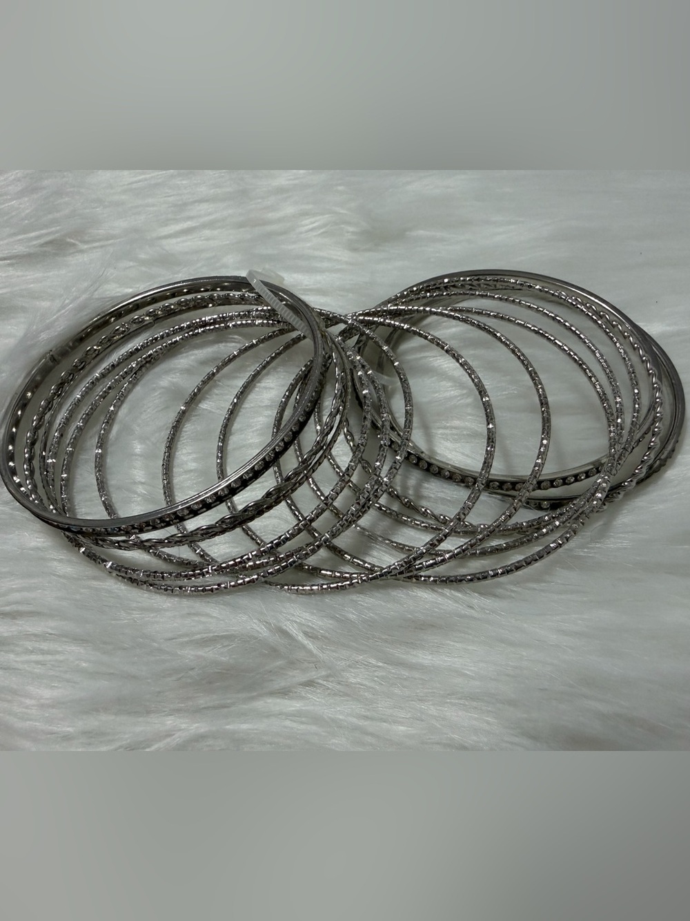 🩶Silver Bangle Bracelets - Elegant Stackable Jewelry - set of 14